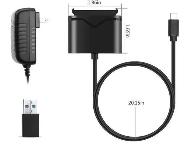 Alt view image 6 of 7 - SATA to USB 3.0&Type-C, SATA III Hard Drive Adapter Converter for 3.5/2.5 Inch HDD/SSD with 12V/2A Power Adapter , USB 3.0 Adapter, Type-C Cable (FXHU.00111FX01002)