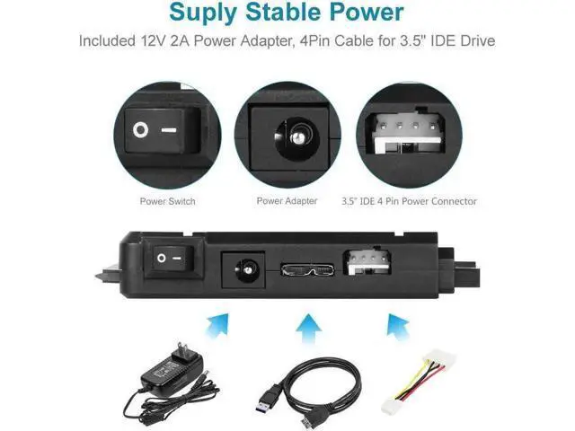 Alt view image 4 of 7 - Unitek USB 3.0 to IDE & SATA Converter External Hard Drive Adapter Kit for Universal 2.5/3.5 HDD/SSD Hard Drive Disk, One Touch Backup Function and Restore Software, Included 12V/2A Power Adapter