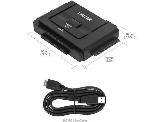 Alt view image 5 of 7 - Unitek USB 3.0 to IDE & SATA Converter External Hard Drive Adapter Kit for Universal 2.5/3.5 HDD/SSD Hard Drive Disk, One Touch Backup Function and Restore Software, Included 12V/2A Power Adapter