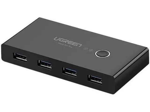 Alt view image 4 of 6 - UGREEN USB 3.0 Sharing Switch Selector 4 Port 2 Computers Peripheral Switcher Adapter Hub for PC, Printer, Scanner, Mouse, Keyboard with One Button Swapping and 2 Pack USB Male Cable
