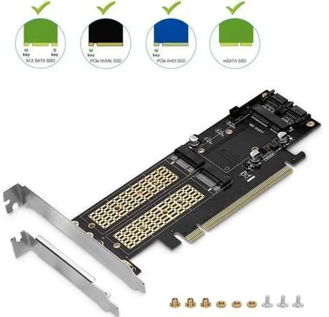 Alt view image 2 of 5 - 3 in 1 NGFF and MSATA SSD Adapter Card, M.2 NVME to PCIE/ M.2 SATA SSD to SATA III/ MSATA to SATA Converter Express Card