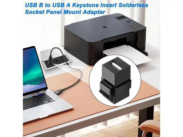 Alt view image 2 of 6 - USB B to USB A Panel Mount Adapter Keystone Insert Solderless Socket Connector USB2.0 Type B Female to Type A Female Keystone Coupler Wall Outlet Jack Adapter for PC Printer Scanner - 4PCS