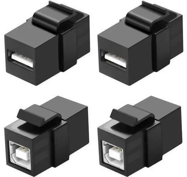 Main image of USB B to USB A Panel Mount Adapter Keystone Insert Solderless Socket Connector USB2.0 Type B Female to Type A Female Keystone Coupler Wall Outlet Jack Adapter for PC Printer Scanner - 4PCS