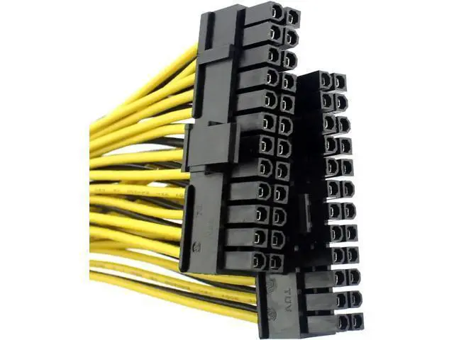 Alt view image 2 of 5 - 24P 20+4 Pin Dual PSU Power Supply Cable,18AWG ATX Motherboard Mainboard Adapter Connector Cable Mining Extension Cable - 20cm (2 Pcs)
