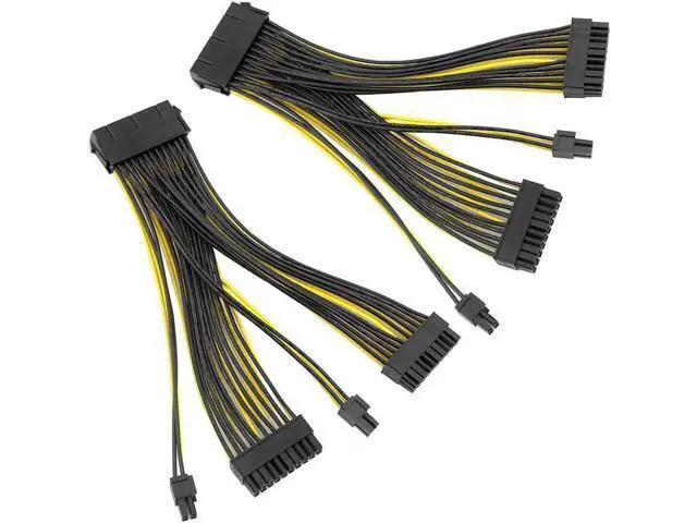 Alt view image 3 of 5 - 24P 20+4 Pin Dual PSU Power Supply Cable,18AWG ATX Motherboard Mainboard Adapter Connector Cable Mining Extension Cable - 20cm (2 Pcs)