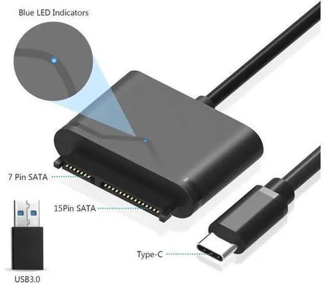 Alt view image 2 of 7 - SATA to USB 3.0&Type-C, SATA III Cable Hard Drive Adapter Converter for Universal 2.5/3.5 SATA HDD/SSD Hard Drive Disk and SATA Optical Drive, Include 12V/2A Power Adapter, USB 3.0 Adapter