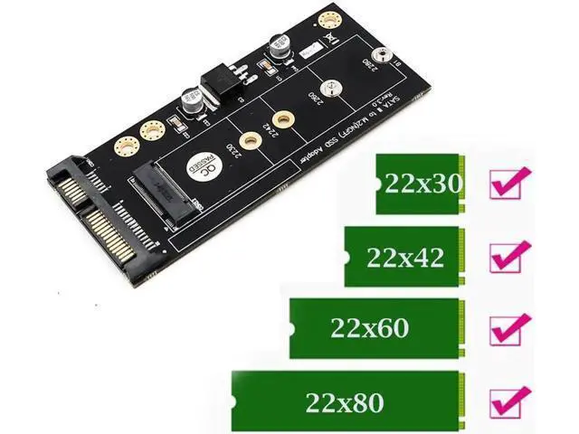Alt view image 2 of 6 - M2 to SATA Adapter M.2 NGFF SATA SSD Raiser Expansion Card for 2230 2242 2260 2280mm M.2 Solid State Disk with 3.5" Bracket Tray