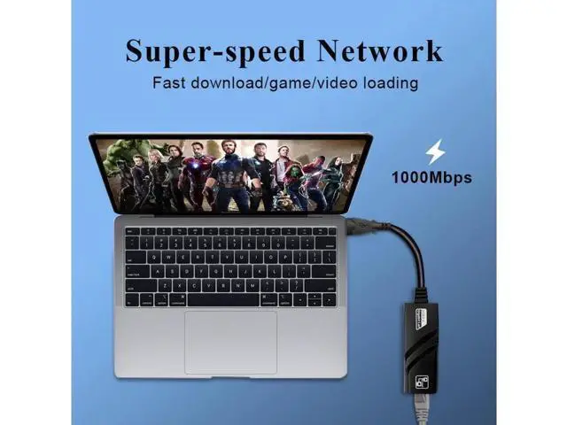 Alt view image 2 of 7 - USB to Ethernet Adapter USB 3.0 to 10/100/1000 Gigabit Ethernet LAN Network Adapter, Support Windows 10/8.1/8/7/Vista/XP for Desktop Laptop Apple MacBook Linux
