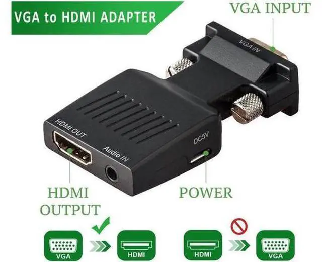 Main image of VGA to HDMI Adapter with Audio 1080P VGA Male to HDMI Female Adapter Converter - Connect PC with VGA to TV/Monitor/Projector with HDMI Port