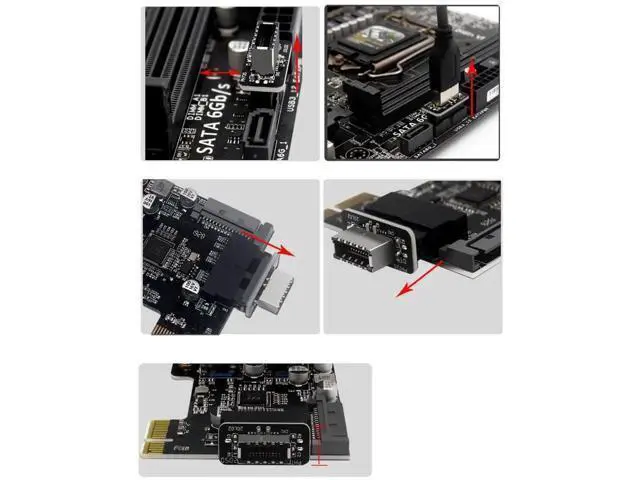 Alt view image 3 of 6 - USB 3.2 Gen 1 to USB 3.2 Gen 2 Header Adapter, USB 3.1 Type-E Key-A to USB 3.0 20 Pin Header Converter for Type C Motherboard (Vertical Type)
