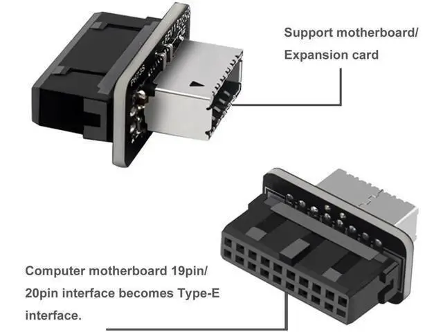 Alt view image 5 of 6 - USB 3.2 Gen 1 to USB 3.2 Gen 2 Header Adapter, USB 3.1 Type-E Key-A to USB 3.0 20 Pin Header Converter for Type C Motherboard (Vertical Type)