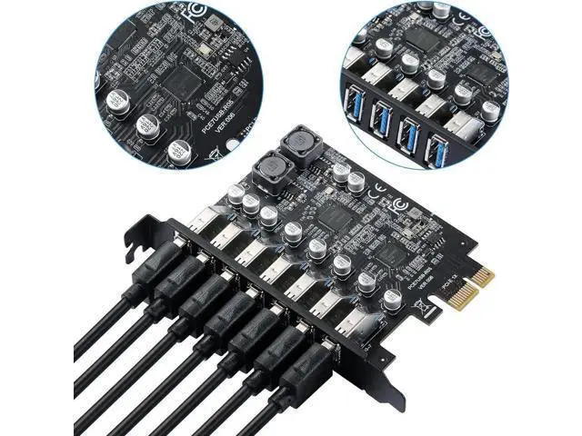 Alt view image 7 of 7 - PCIe to USB 3.0 7X USB-APorts Expansion Card,PCI Express Internal USB 3 Hub Converter for Desktop PCS Riser Card