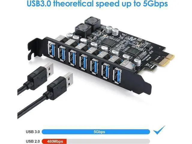 Alt view image 6 of 7 - PCIe to USB 3.0 7X USB-APorts Expansion Card,PCI Express Internal USB 3 Hub Converter for Desktop PCS Riser Card