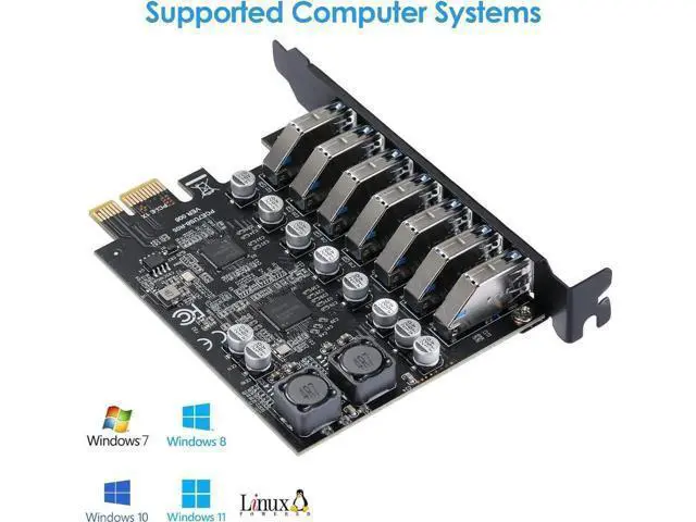 Alt view image 2 of 7 - PCIe to USB 3.0 7X USB-APorts Expansion Card,PCI Express Internal USB 3 Hub Converter for Desktop PCS Riser Card