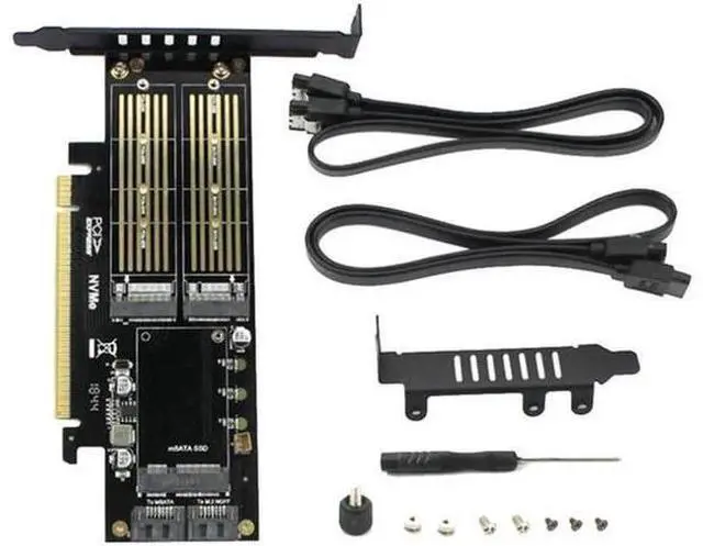 Main image of 3 in 1 NGFF and MSATA SSD Adapter Card M.2 NVME to PCIe 16X/M.2 SATA SSD to SATA III/MSATA to SATA Converter