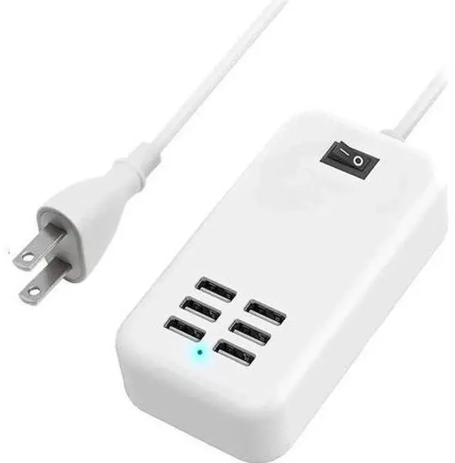 Main image of 6 Ports USB Charger Hub Desktop US Plug AC Power Wall Travel Charging Adapter Slots Charging Station Extension Socket Outlet with Cable