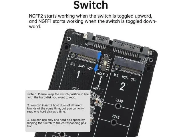 Alt view image 2 of 6 - M.2 SATA NGFF to SATA Adapter (Not Support NVME/ M.2 PCIE) 6Gbps Dual NGFF MSATA B Key/ B&M Key SSD to 2.5" III Converter Adapter Max 4TB Support 2230 2242 2260 2280 SSDs