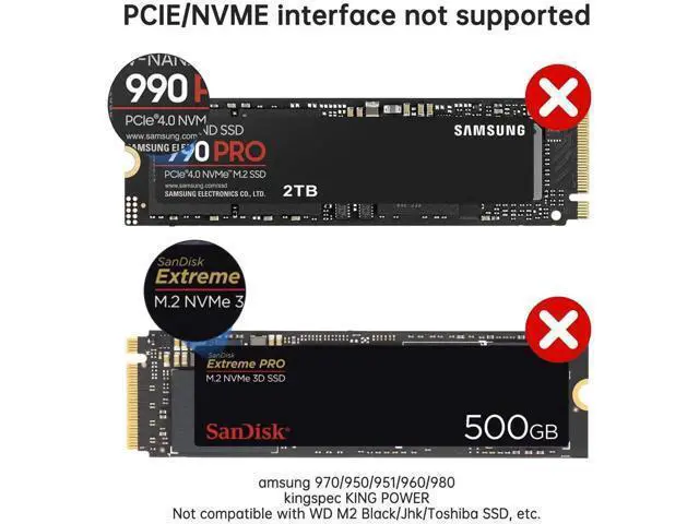 Alt view image 4 of 6 - M.2 SATA NGFF to SATA Adapter (Not Support NVME/ M.2 PCIE) 6Gbps Dual NGFF MSATA B Key/ B&M Key SSD to 2.5" III Converter Adapter Max 4TB Support 2230 2242 2260 2280 SSDs