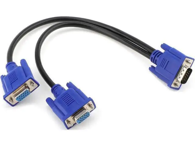 Alt view image 4 of 6 - VGA Monitor Y-Splitter Cable,VGA 1 Male to Dual 2 VGA Female Adapter Converter Video Cable for Screen Duplication - 1 Foot