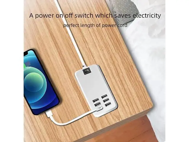 Alt view image 4 of 4 - 6 Ports USB Charger Hub Desktop US Plug AC Power Wall Travel Charging Adapter Slots Charging Station Extension Socket Outlet with Cable