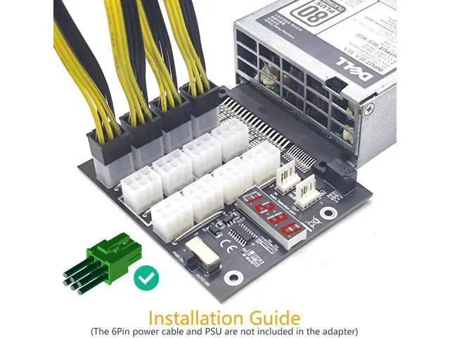 Alt view image 3 of 6 - Breakout Board for Dell PSU Server 750W 1100W 2000W Power Converter Board GPU Server Power Supply Board for Bitcoin Miner Mining