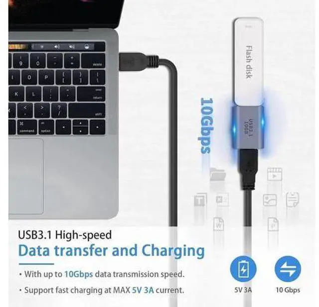Alt view image 7 of 7 - USB C Female to USB Female Adapter 3.1 Gen2, 10Gbps Bi-Directional Type C to Type A Adapter OTG Adapter Support Data Sync and Charging for Laptop, PC, iPhone, MacBook Pro, Laptop