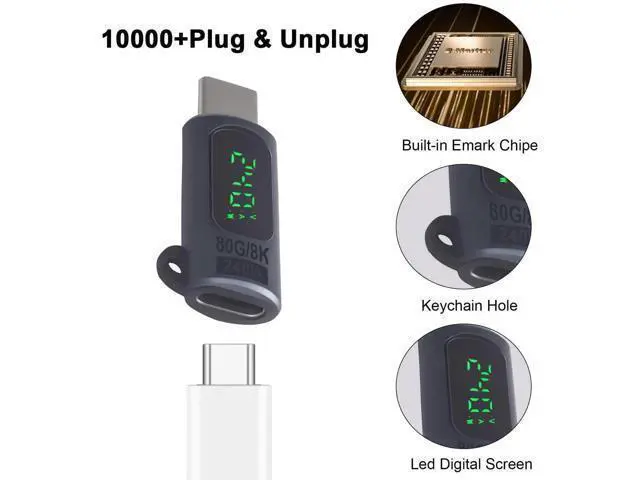 Alt view image 4 of 6 - 80Gbps USB C Extension Adapter, 240W USB C Male to Female Adapter with Digital Display Type C Extender 8K@60Hz Thunderbolt 5 Connector for iPhone, MacBook, Headphone, OTG, Gamer, 2 Style