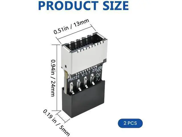 Alt view image 2 of 6 - USB 2.0 to USB 3.2 Gen 1 Header Adapter, Mainboard 9 Pin Male to USB 3.1 Type-E (A-Key) Female Converter for Extending USB C Ports on Front Panel of PC (2 Pack)