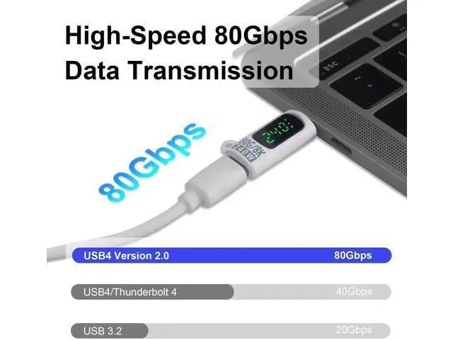Alt view image 6 of 6 - 80Gbps USB C Extension Adapter, 240W USB C Male to Female Adapter with Digital Display Type C Extender 8K@60Hz Thunderbolt 5 Connector for iPhone, MacBook, Headphone, OTG, Gamer, 2 Style
