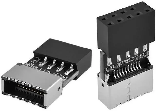 Main image of USB 2.0 to USB 3.2 Gen 1 Header Adapter, Mainboard 9 Pin Male to USB 3.1 Type-E (A-Key) Female Converter for Extending USB C Ports on Front Panel of PC (2 Pack)