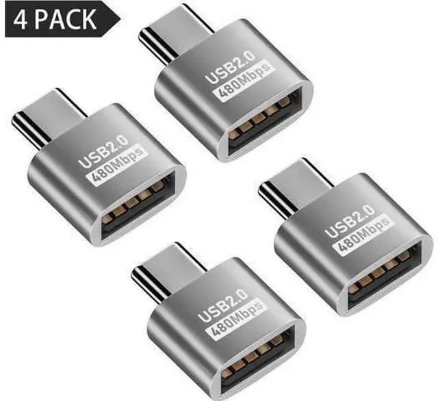 Main image of USB C to USB Adapter 10Gbps, Type C Male to A Female Extension Adapater Support Data Transfer and Charging for Phone, Laptop, USB Keyboard 4 Pack (Silver)