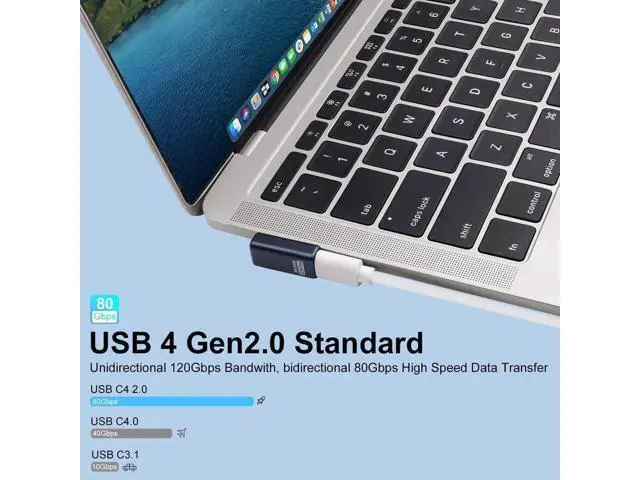 Alt view image 2 of 6 - 2-Pack Right Angle USB C Adapter, 80Gbps/240W PD/8K@60Hz, USB C Right Angle Adapter 90 Degree Type C Extender Support Thunderbolt 5/4 for iPhone 15, MacBook, Steam Deck, Switch