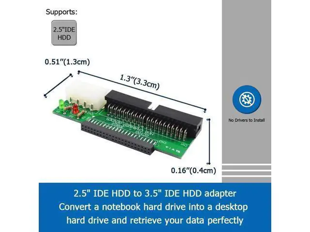 Alt view image 3 of 7 - Laptop IDE to Desktop PC Adapter, 2.5 inch 44 Pin HDD Hard Disk Drive or SSD to 40 Pin 3.5 inch PATA Port Converter Card