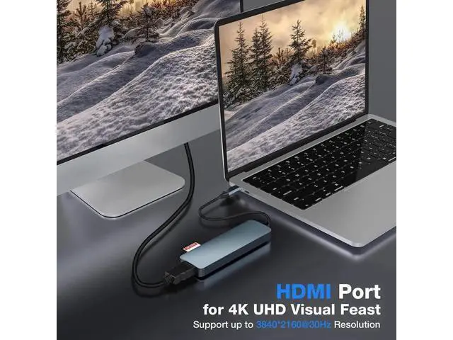 Alt view image 2 of 7 - USB C Hub, USB Hub to HDMI Multiport USB C Dongle Adapter 6 in 1 with 4K HDMI Output, USB A 3.0&2.0Ports,SD/Micro SD Card Reader,100W PD,Compatible with MacBook Pro Air and More Type C