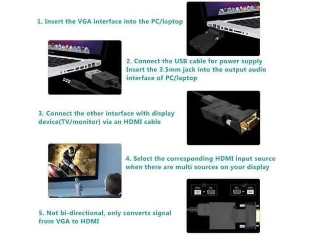 Alt view image 4 of 7 - VGA to HDMI Adapter Converter with Audio,(PC VGA Source Output to TV/Monitor with HDMI Connector),FOINNEX Active Male VGA in Female HDMI 1080p Video Dongle adaptador for Computer,Laptop,Projector, TV