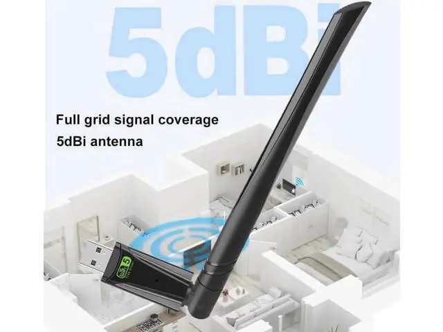Alt view image 3 of 7 - USB WiFi Wireless Adapter for PC 650Mbps, USB WiFi Dongle 802.11 ac Network Adapter with Dual Band 2.4GHz/200Mbps 5GHz/433Mbps 5dBi High Gain Antenna for Desktop Laptop Windows Vista/XP/Win7/8/10/11