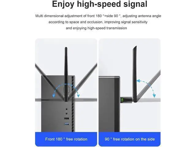 Alt view image 6 of 7 - USB WiFi Wireless Adapter for PC 650Mbps, USB WiFi Dongle 802.11 ac Network Adapter with Dual Band 2.4GHz/200Mbps 5GHz/433Mbps 5dBi High Gain Antenna for Desktop Laptop Windows Vista/XP/Win7/8/10/11