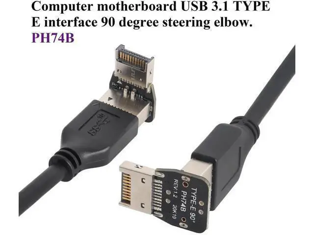 Alt view image 3 of 7 - 1Pack 90 Degree USB 3.2 Front Panel Internal Connector Down-Right Angle Type-E USB 3.1 Female to Male Front Panel Socket Adapter for Type-E Motherboard Extension Data Adapter(Type-E/Down)