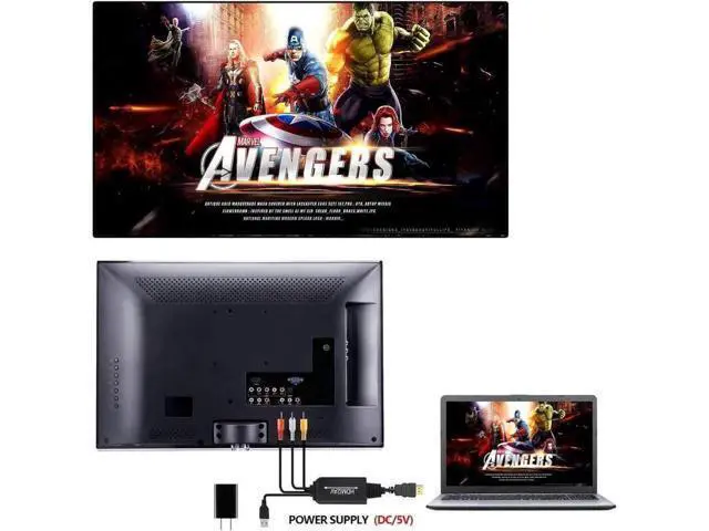 Alt view image 3 of 7 - HDMI to RCA Converter, HDMI to Composite Video Audio Converter Adapter, HDMI to AV, Supports PAL/NTSC for PS4, Xbox, Switch, TV Stick, Roku, Fire Stick, Blu-Ray, DVD Player