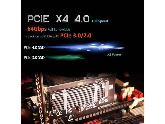 Alt view image 3 of 7 - PA09-HS M.2 NVMe to PCIe 4.0 X4 Adapter with M.2 Heatsink for M.2 NVMe SSD