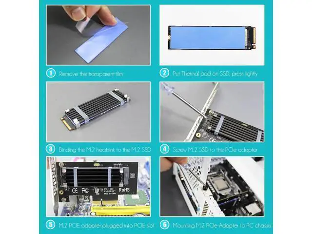 Alt view image 7 of 7 - PA09-HS M.2 NVMe to PCIe 4.0 X4 Adapter with M.2 Heatsink for M.2 NVMe SSD