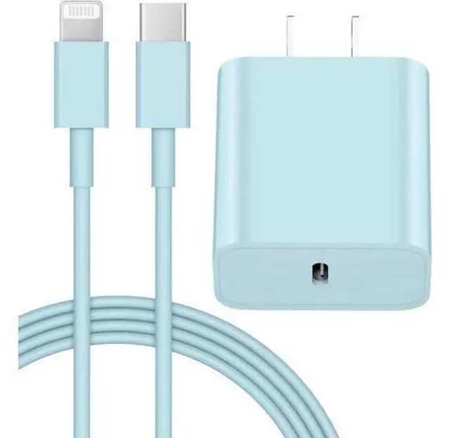 Main image of iPhone 14 13 12 Fast Charger 20W PD USB C Wall Charger with 6FT Fast Charging Cable for iPhone 14/14 Pro/14 Pro Max/14 Plus/13/12/11/Pro/Pro Max/Mini/Xs Max/X iPad - Blue
