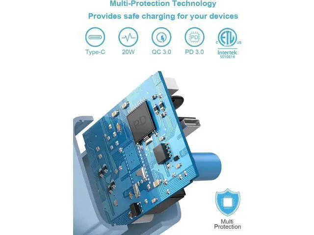 Alt view image 2 of 6 - iPhone 14 13 12 Fast Charger 20W PD USB C Wall Charger with 6FT Fast Charging Cable for iPhone 14/14 Pro/14 Pro Max/14 Plus/13/12/11/Pro/Pro Max/Mini/Xs Max/X iPad - Blue