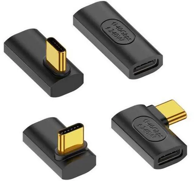 Main image of 90 Degree USB C Adapter, USB C Female to Female Adapter 240W PD, 40Gbps,8K@60Hz Support Thunderbolt 4 Cable for Steam Deck, Laptop, MacBook, iPhone 4 Pack