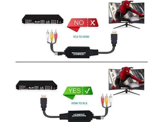 Alt view image 6 of 7 - HDMI to RCA Converter, HDMI to Composite Video Audio Converter Adapter, HDMI to AV, Supports PAL/NTSC for PS4, Xbox, Switch, TV Stick, Roku, Fire Stick, Blu-Ray, DVD Player