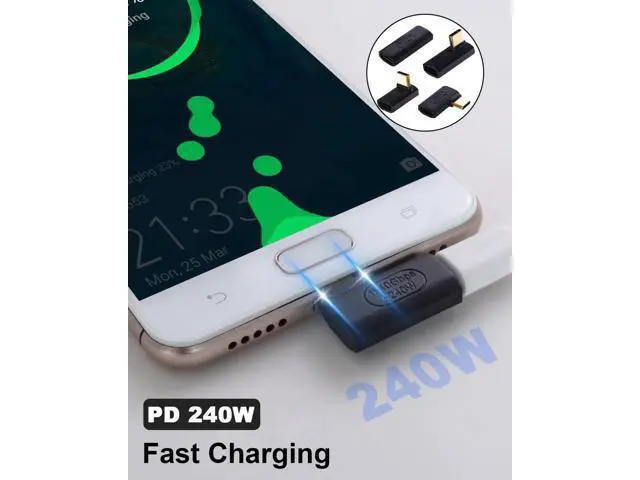 Alt view image 2 of 4 - 90 Degree USB C Adapter, USB C Female to Female Adapter 240W PD, 40Gbps,8K@60Hz Support Thunderbolt 4 Cable for Steam Deck, Laptop, MacBook, iPhone 4 Pack