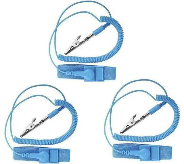 Main image of 3pcs PVC Anti Static Wrist Strap Grounding Electricity Discharge ESD Wrist Band For Electrician IC With Alligator Clip