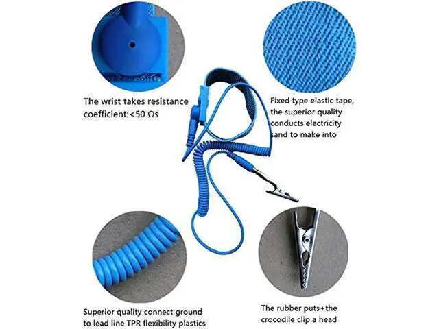 Alt view image 7 of 7 - 3pcs PVC Anti Static Wrist Strap Grounding Electricity Discharge ESD Wrist Band For Electrician IC With Alligator Clip