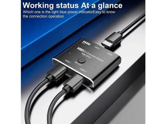 Alt view image 3 of 7 - HDMI switcher hdmi Splitter 2 in 1 Out/1 in 2 Out Ultra 8K HD Bi-Directional Switch 8K@60Hz 4K@120Hz High Speed 48Gbps Switch 8K hdmi Splitter ps5 Support Xbox X PS5
