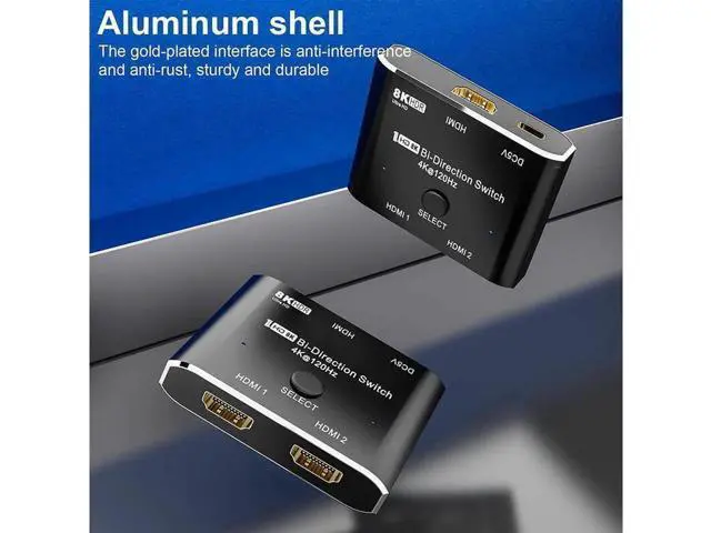 Alt view image 5 of 7 - HDMI switcher hdmi Splitter 2 in 1 Out/1 in 2 Out Ultra 8K HD Bi-Directional Switch 8K@60Hz 4K@120Hz High Speed 48Gbps Switch 8K hdmi Splitter ps5 Support Xbox X PS5